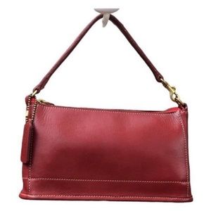 Rare Mini Vintage Coach Bleecker Demi Baguette in Red Leather